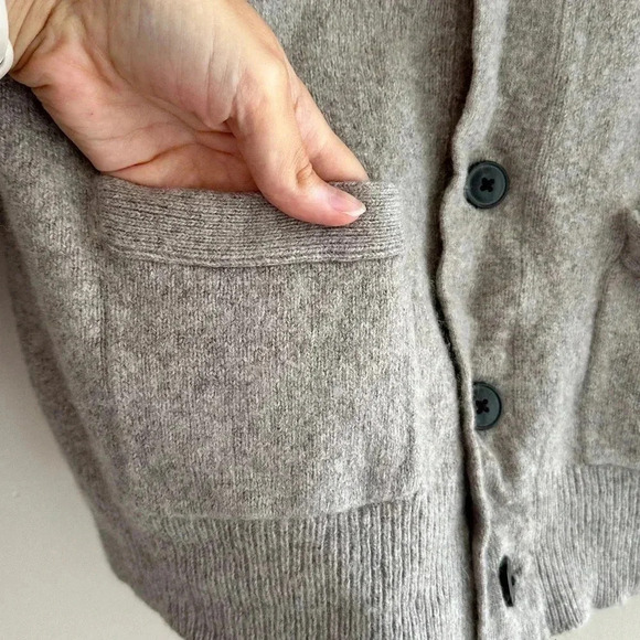 J. Crew Slim Grey Merino Wool Blend Button Down Cardigan, Boyfriend Cardigan, L - Picture 10 of 16